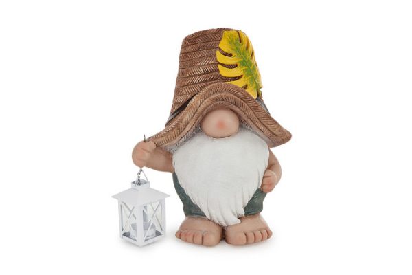 Decorative figurine Gnome with a lantern 32.5 cm, Magnesia