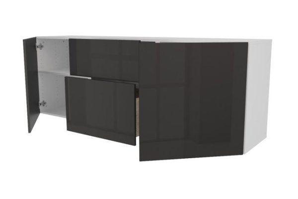 ke2fd93wen490xhwkmlvgbusve7lgdls.jpg Cabinet 2 doors and 2 drawers Oscar Amika 180x64 with closers, white / black graphite gloss