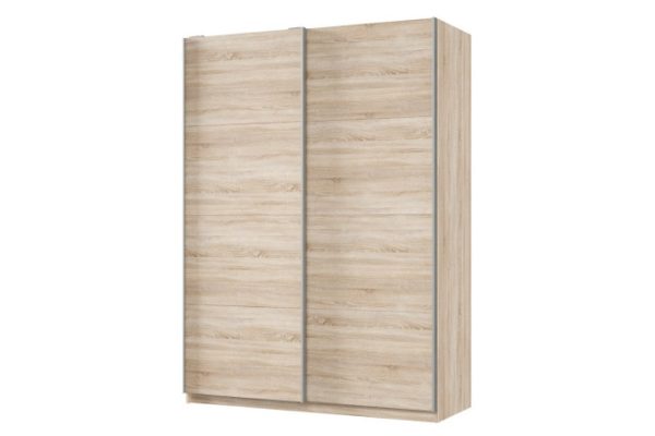 Sliding wardrobe 2-door Praktik 160x240x60 cm, Sonoma oak, silver profile