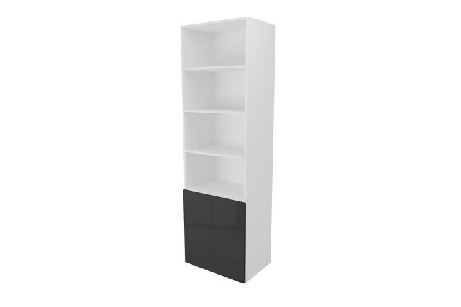 Wardrobe 1 door and 4 shelves Oscar Amika 60x192, white / black graphite gloss
