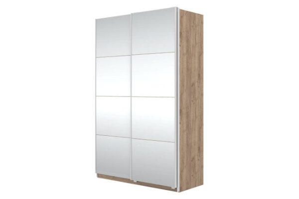 Sliding wardrobe Oscar 150x236x59.6 cm, Craft tobacco oak, mirror fronts