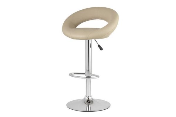 Bar stool Cooper New 53x71x48 cm, beige upholstery, silver legs