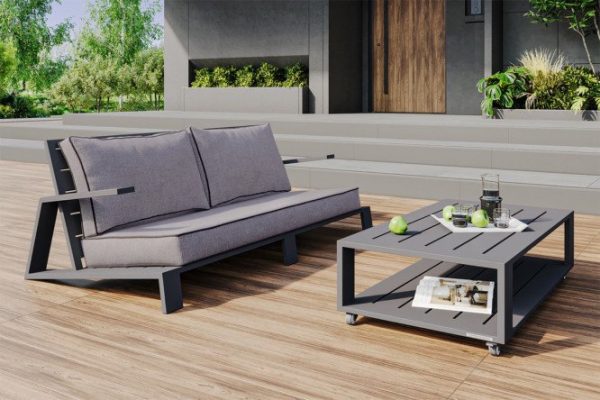 Garden furniture set Korfu frame color dark gray, table tops dark gray