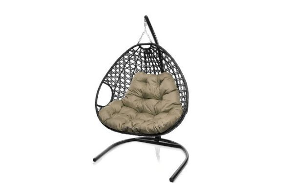 Hanging chair for two Luxury 119x186x120 cm, base and frame color white, finishing white
