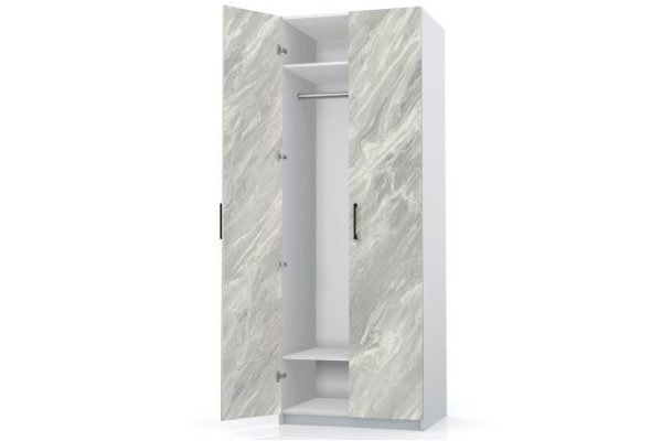 Wardrobe 2-door Oscar Marble 75x236x58 cm, white, statuary