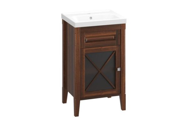 Right cabinet OPADIRIS Palermo 46.8 cm, frame color light walnut, front light walnut