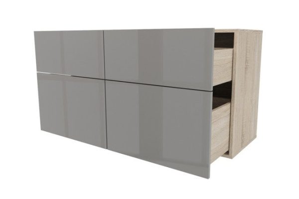 Cabinet 4 drawers Oscar Amika 120x64 with door closers, Sonoma oak / dusty gray gloss
