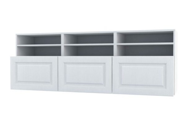 Cabinet 6 shelves and 3 drawers Oscar Bella 180x64 with push to open, white / white wood