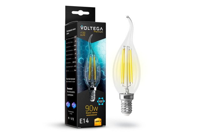 LED lamp VOLTEGA Crystal Candle wind Graphene 9W, E14, Warm light