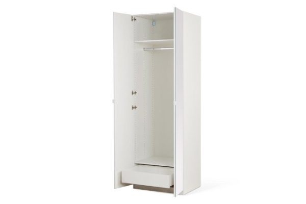 Wardrobe 2-door Titus Oscar Lila 75x236x58 cm, white, with one mirror