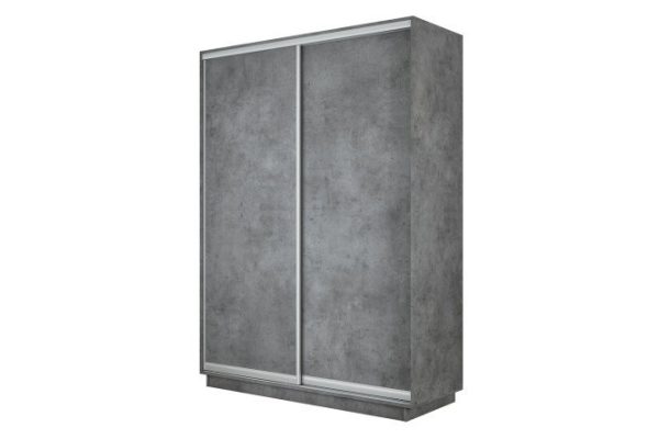 2-door wardrobe Slide-2 120x220x45 cm, concrete/silver