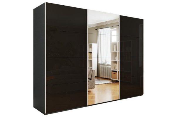 3-door wardrobe Comet 300x240x66 cm, diamond gray, black