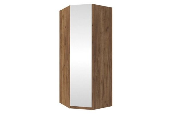 Corner wardrobe Oscar Lila 95.05x236x95.05 cm, Craft tobacco oak, mirror front