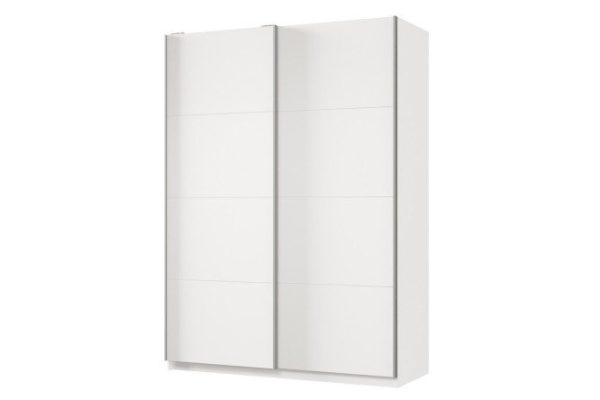 Sliding wardrobe 2-door Praktik 160x220x60 cm, white, silver profile