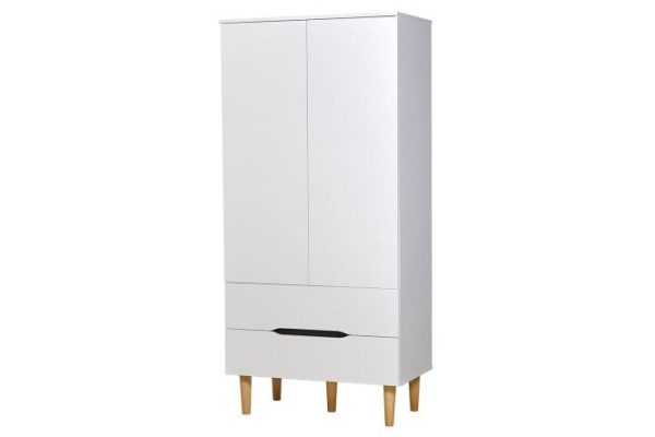 Simple two-section wardrobe with drawers 90x191.2x50.8 cm