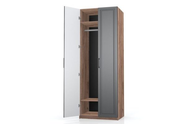2-door wardrobe Oscar Marengo 75x236x58 cm, Craft tobacco oak, Marengo