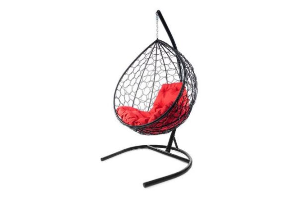 Hanging cocoon chair Drop 72x186x98 cm, base and frame color black, finishing black