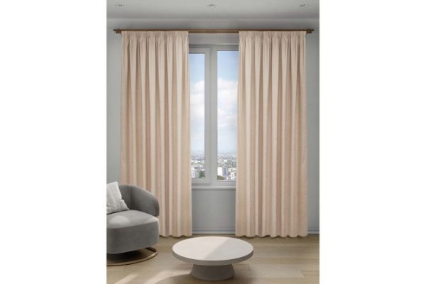 Ribbon curtain Decofest Canvas Sophie 200x280 cm, 1 piece, light beige color