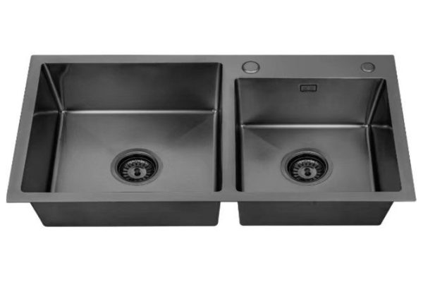 RMS MR-7843BL mortise sink with sliding basket and dispenser 78x43x20 cm