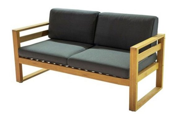 Sofa Booka 154x83.5x78 cm, frame color light brown, soft elements dark gray graphite