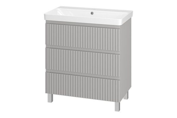 Floor cabinet Victory 80 VIC-07080-50-03Ya with 3 drawers 80.5 cm, frame color gray silk, facade gray silk