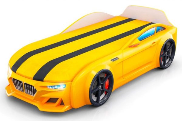 Dynamic car bed with lifting mechanism 80x200 cm color yellow