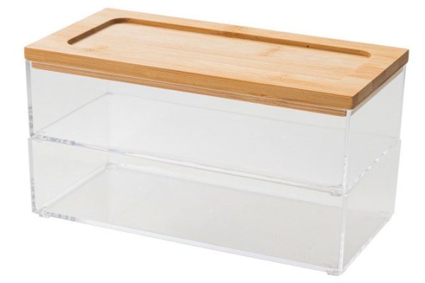 Organizer with lid MITTE Bamboo double 19.5x10x9.5 cm