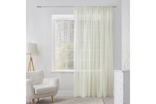 Tulle with ribbon ESTUDI BLANCO Kelly 300x280 cm, 1 piece, ecru color