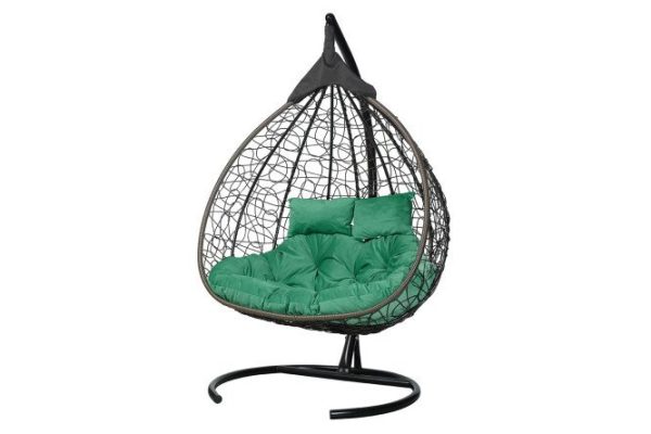 Hanging cocoon chair Fisht 135x190x100 cm, base and frame color black, finishing brown