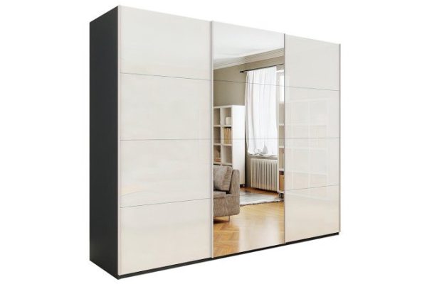 3-door wardrobe Comet 270x220x66 cm, diamond gray, white