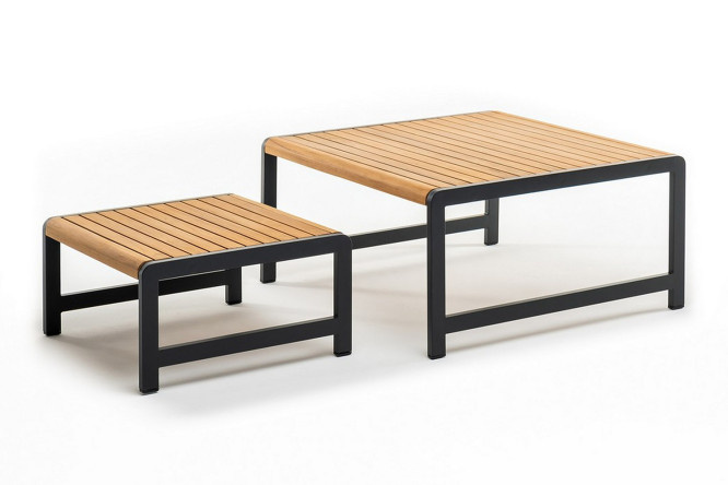 Maya coffee table set, dark graphite, light teak