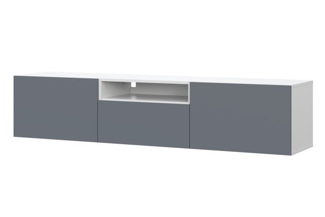 Cabinet Oscar Moon 180x40 with 2 doors, drawer and shelf, white / graphite soft