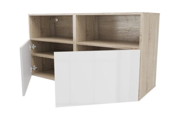 Cabinet with shelves and doors Oscar Amika 120x64, Sonoma oak / white gloss