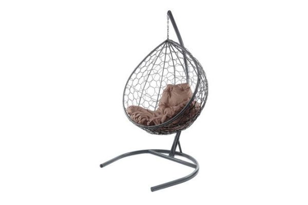 Hanging cocoon chair Drop 72x186x98 cm, base and frame color gray, finishing gray