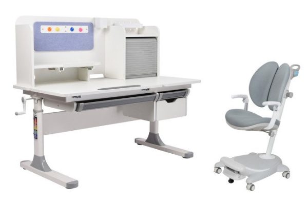 Furniture set Cubby desk Camellia Gray and armchair with armrests Arnica Gray