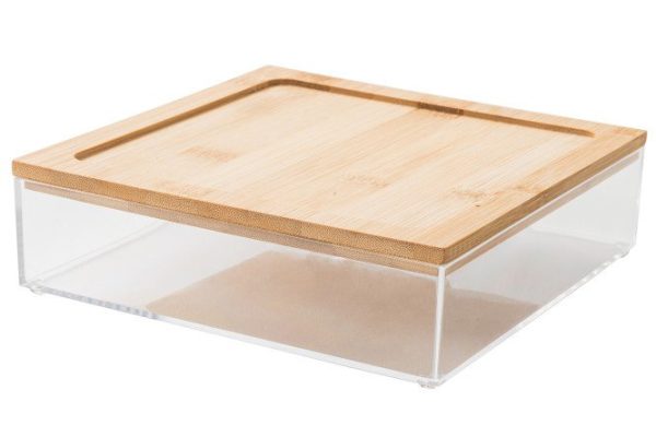 Container with lid MITTE Bamboo 19x5x19 cm