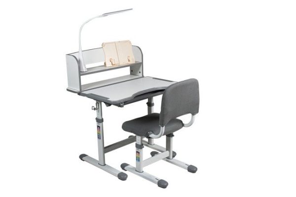 Furniture set Scuola Gray desk with lamp and chair with cover