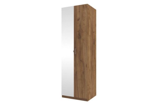 2-door wardrobe Oscar Lila 75x236 cm Craft tobacco oak, front - Craft tobacco oak with one mirror
