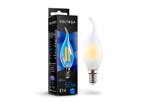 LED lamp VOLTEGA Crystal Candel wind matt VG10-CW2E14cold6W-F 7026 6W, E14, Cold light