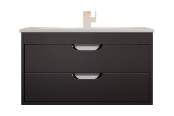 Wall-hung cabinet Modul 75.8 cm, frame color matte black, facade color matte black