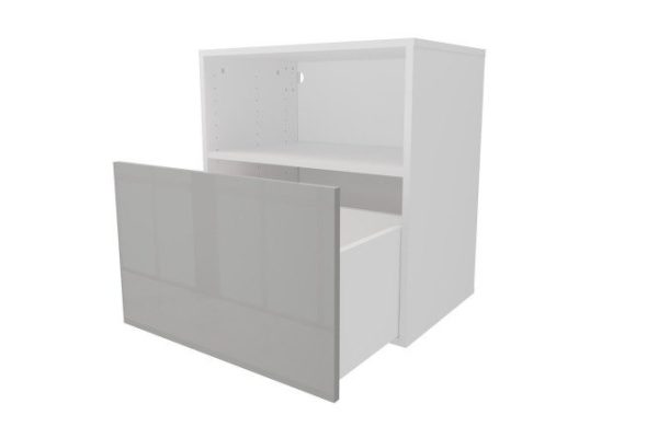 Cabinet with drawer and shelf Oscar Amika 60x64 with push to open, white / dusty gray gloss