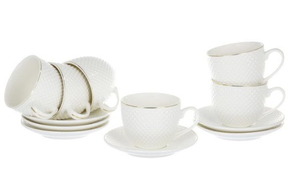 Set of tea pairs Grace Daria 6 persons, 12 pcs., Porcelain