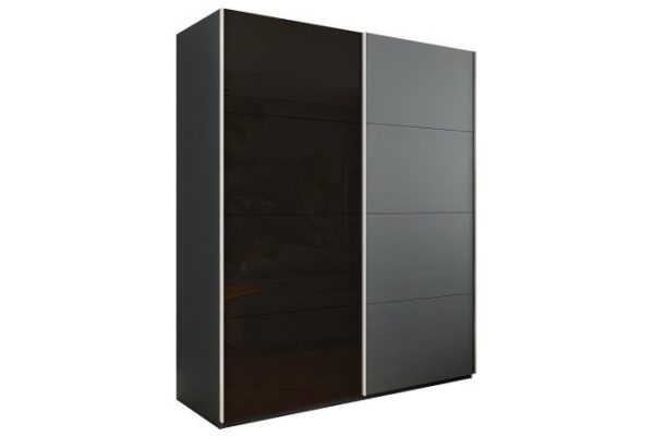 2-door wardrobe Comet 180x240x66 cm, diamond gray, black