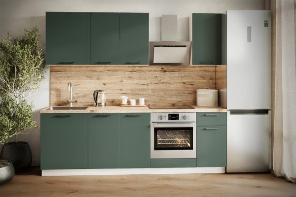 Kitchen set City 240x210x52.6 cm, frame color white, facade avocado