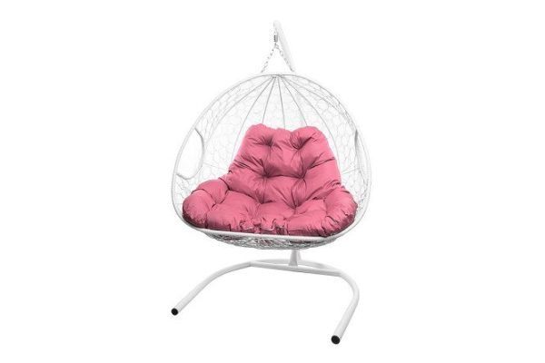 Hanging chair for two 119x186x120 cm, base and frame color white, finishing white