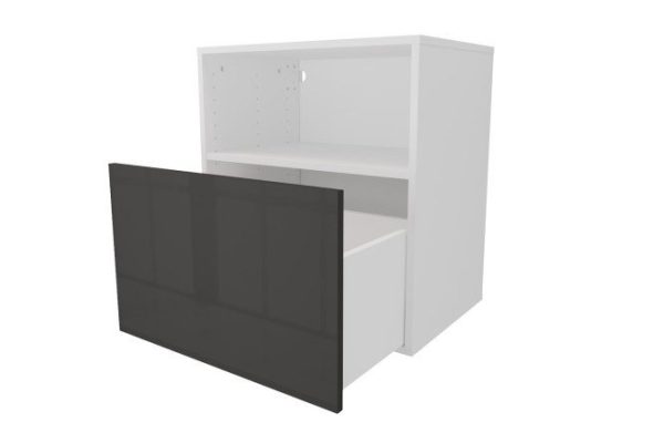 Cabinet with drawer and shelf Oscar Amika 60x64 with push to open, white / black graphite gloss
