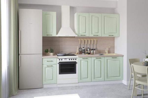Kitchen set Bella 180x214x53 cm, frame color white, facade pistachio