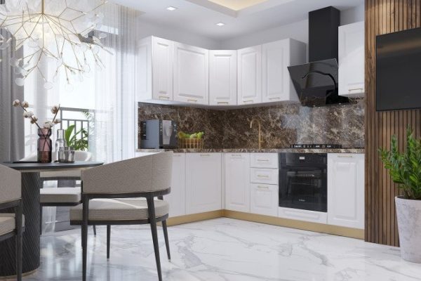 Modular kitchen set Aurora 2.41x1.51 m white