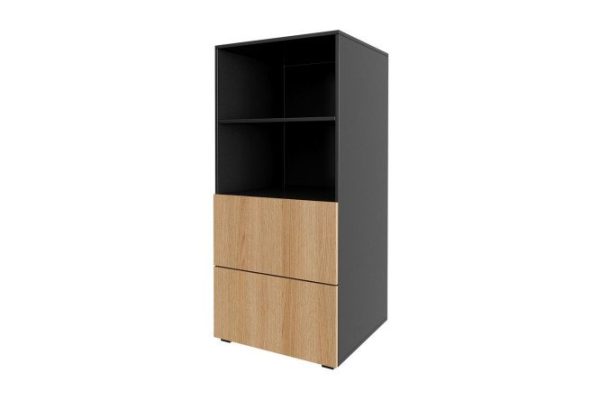 Children's chest of drawers Oscar Moon mini 60x130x56.6 cm, anthracite, Canadian oak