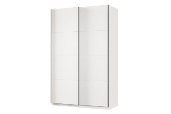 Sliding wardrobe 2-door Praktik 140x220x60 cm, white, silver profile